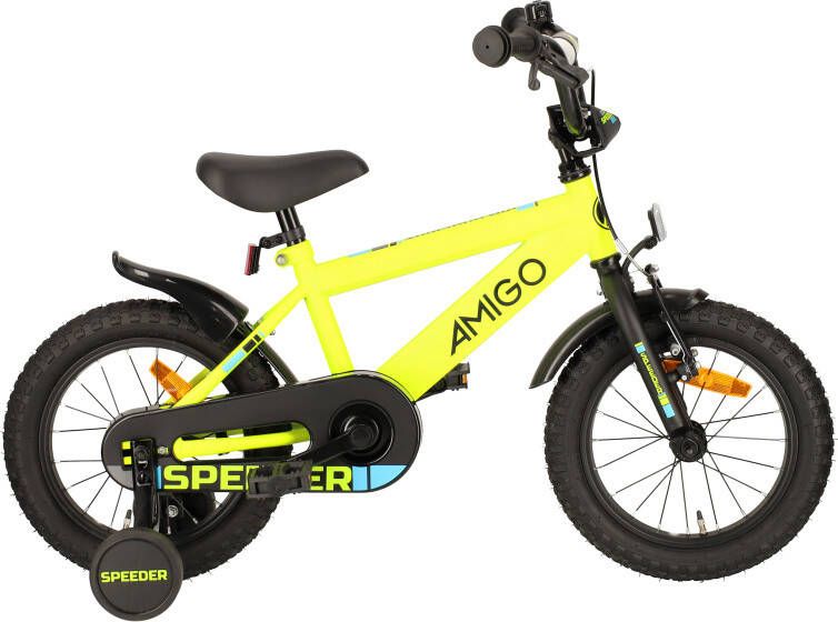 AMIGO Speeder 14 Inch 24 cm Jongens Terugtraprem Geel Zwart