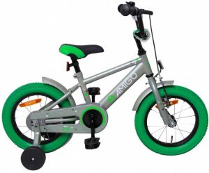 Amigo Sports s1 14 Inch 22 Cm Jongens Terugtraprem Grijs groen
