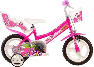 Dino Happy Meisjesfiets Kinderfiets voor Meisjes 12 Inch 21 cm Doortrapper Roze