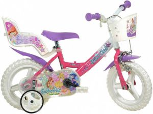 Dino Winx Club Meisjesfiets Kinderfiets voor Meisjes 12 Inch 20 cm Doortrapper Roze Paars