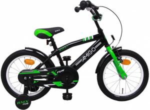 Amigo Bmx Fun s12 16 Inch 16 Cm Jongens Terugtraprem Groen matzwart