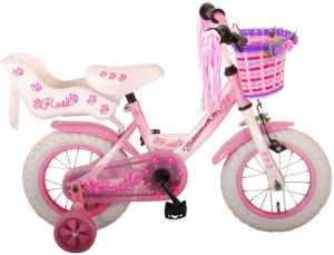 Volare Rose Kinderfiets 12 inch meisjes roze wit 95% afgemonteerd