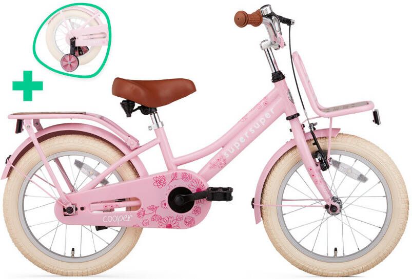 Supersuper Cooper Bamboo 16 Inch 31 cm Meisjes Terugtraprem Lichtroze