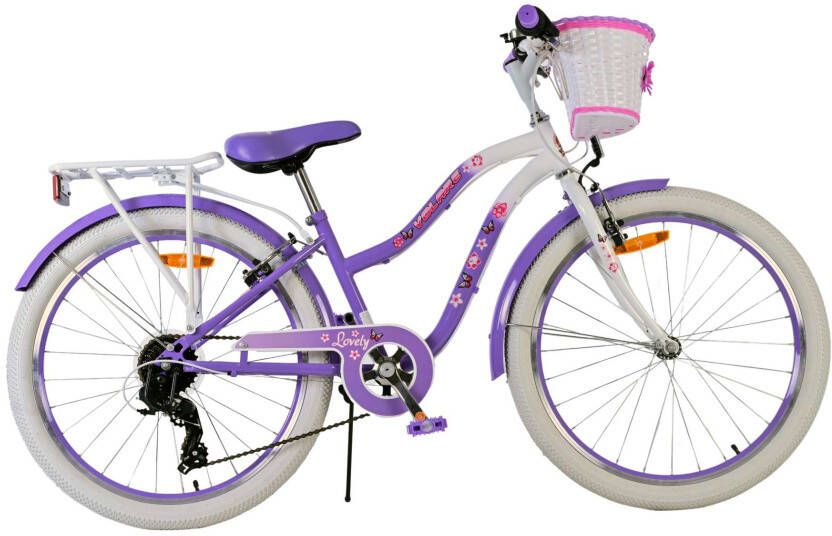 Volare Blossom 24 Inch 33 5 cm Meisjes 7V V Brakes Paars Wit