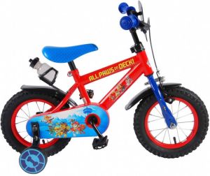 Volare Paw Patrol Kinderfiets Jongens 12 inch Rood Blauw Met bidonhouder Blauw zadel