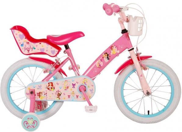 Volare Disney Princess Kinderfiets Meisjes 16 inch Roze Blauw Twee Handremmen